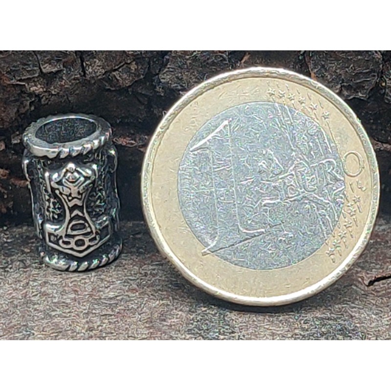 Thor's Hammer Beard Bead 925 Silver 5 mm, Enamel, No