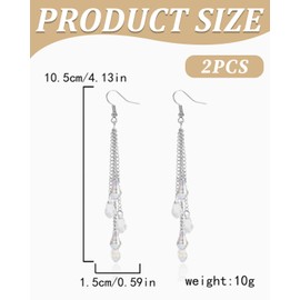 KGDUYC 1 pair of earrings 925 hanging women's earrings with stone, hoop earrings with pendant, bridal earrings, jewellery gifts for weddings, birthday for girlfriend, long tassel earrings in AB colour