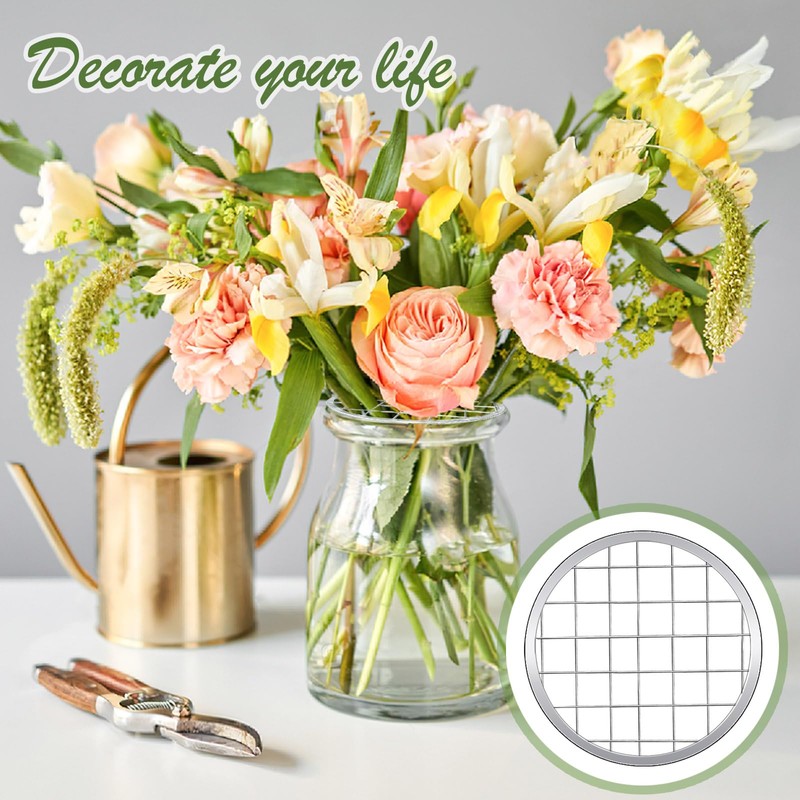 12 Pcs Mason Jar Flower Insert Lids Flower Grid Frog