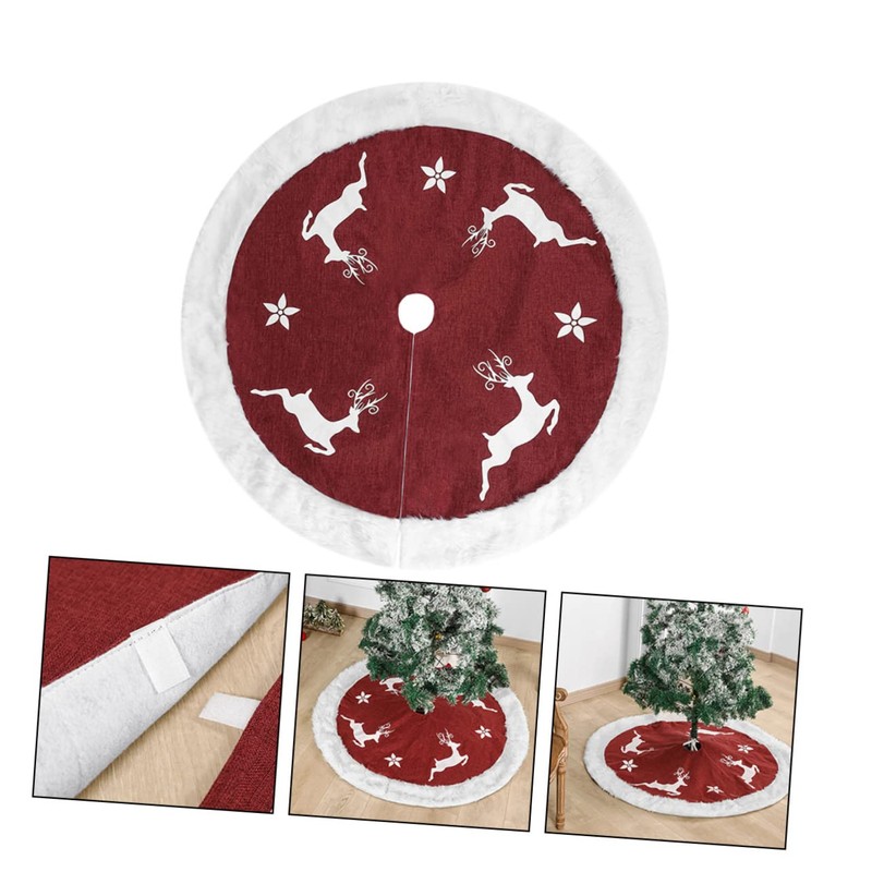 LABRIMP 1pc Plush Xmas Tree Skirt Mat Festive Tree Base