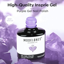 modelones Purple Gel Nail Polish, 15 ML Pastel Gel Polish Lilac Purple Nail Polish Soak Off Led Summer Nail Gel Polish for Women Girl DIY Nail Art Gift