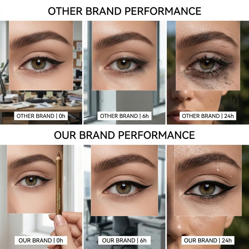 Brown Eyebrow Pencil And Eyeliner Pencil Set, 2-Pack With Sharpener