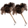 2count Ostrich Feather Duster 16 Inch Fluffy Natural with Wood
