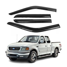 Fits 2001 2002 2003 Ford F150 SuperCrew Cab Acrylic Safe 2mm Extra-thickenedSmoke Window Visor Set - Sun, Rain, and Vent Protection, 4-Pieces Tape-On Window Deflector Guard Kit