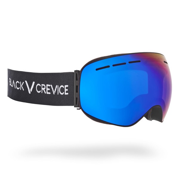 Black Crevice Ski Goggles with Spherical Lenses Black/Blue Revo
