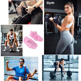 Anti-Slip Workout Grips for Men & Women - Rubber Gym Palm Protectors for Weight Lifting, Pull-Ups, Dumbbell, Fitness Training and Exercise, No Sweaty Hands, Ergonomic Hand Protection Gloves (ZS-Pink)