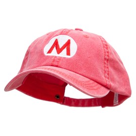 Mario Luigi Embroidered Big Size Washed Pigment Dyed Cap - Red OSFM