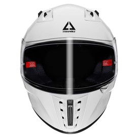 TRIANGLE Full Face Motorcycle Helmet with Extra Tinted Visor for Men DOT Approved Glossy White, Medium