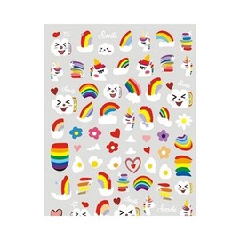 Emoticons Rainbow Cloud Contrast Colors Daisy Heart Nail Stickers R287 Nail Wraps Stickers Manicure Supplies for Women Nails Full Long Lasting Easy Apply and Remove