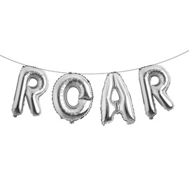ROAR RAWR Dinosaur Tyrannosaurus Animal balloons for Birthday Party baby shower Decoration Kit Inflatable party supplies decorations gift kids and adults (ROAR Silver)