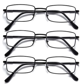 OKH-Gafas de lectura para hombre, paquete de 3 gafas de lectura con marco de metal que bloquean la luz azul (negro, 3.5)