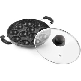 Sahishnu Online & Marketing Appam Pan, Appam Patra, Appam Maker, 12 Pits Appam Maker with Glass Lid