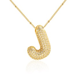 Personlized Necklace Gold for Women Bubble Initial J Pendant Jewellry