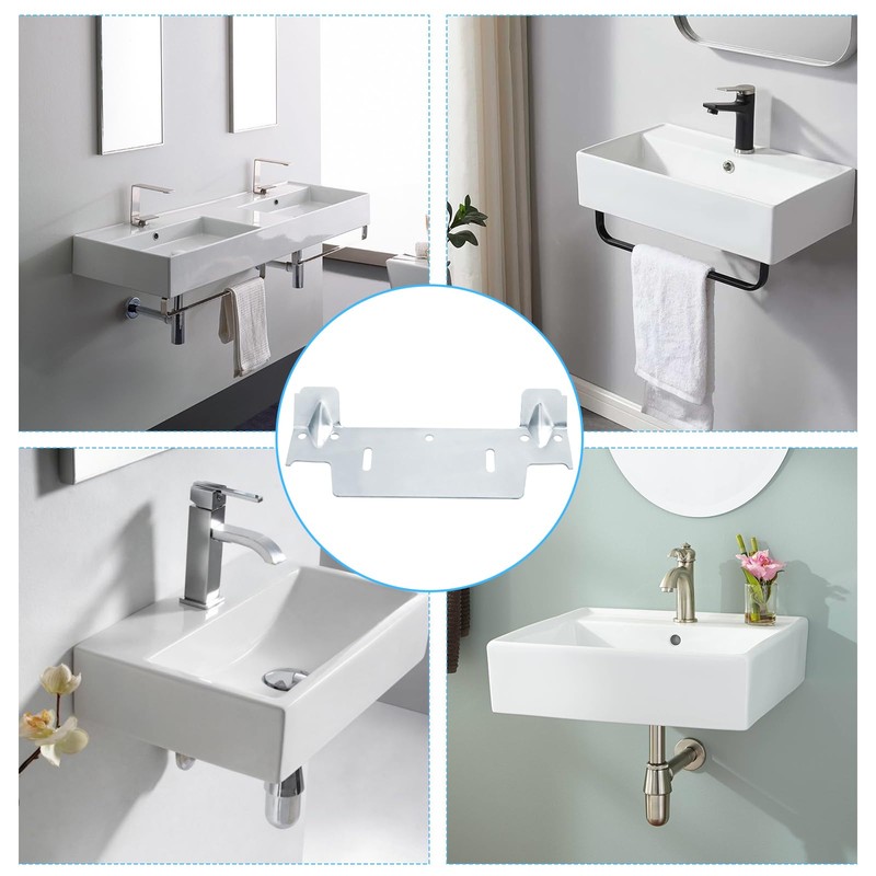 382430-1120A Steel Hanging Bracket for Wall-Mounted Sink, Featuring Multiple Holes