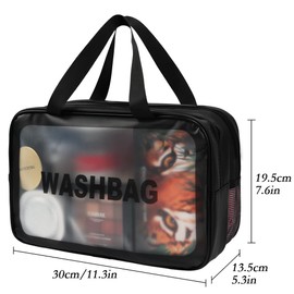 HRX Package Transparente Sasserdichte Kosmetiktasche, Nasse und Trockene Doppelte Schicht Reise-Toilettenbeutel, Große Kapazität Veranstalter, Reisezubehör (Schwarz, L)
