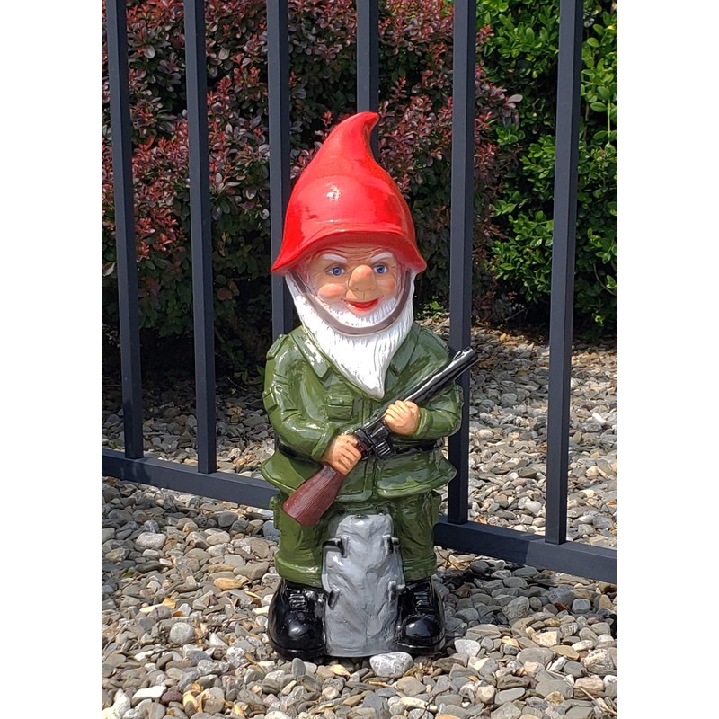 Rakso Soldier Gnome, 19", Large UV Resistant Lawn Ornament