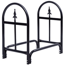 OFFICEJOY Outdoor Firewood Racks, 23.5" x 13" x 23" Heavy-Duty Logs Storage Holder w/Sleek Handle, Outdoor & Indoor Wood Stacking Stand for Fireplace, Stove, Fireside, Fire Pit, Easy Stackable, Black