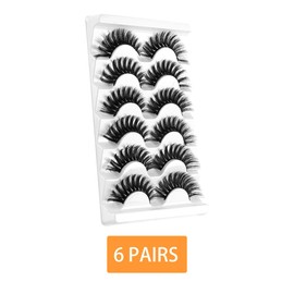 FAIRYGATE False Eyelashes with Glue Faux Mink Lashes 6 Pairs Pack Dramatic Long Eyelash Thick Fluffy Volume Crossed Eye Lash Reusbale Soft Multipack，B5507