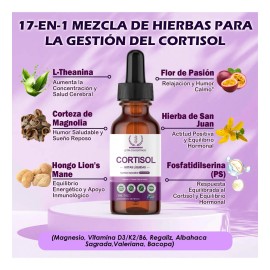 Gotas Cortisol Suplemento Para Ansiedad Y Estré Con L-teania Sabor Arándano