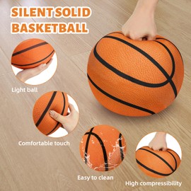 Hoohnnaa Silent Basketball, 2025 Upgrade Foam Silent Basketball Dribbling Indoor, PU Material for Noiseless Indoor Dribble Practice or Gifts, Noiseless & Enhanced Bounce (Size 3, 18cm/7.1in)