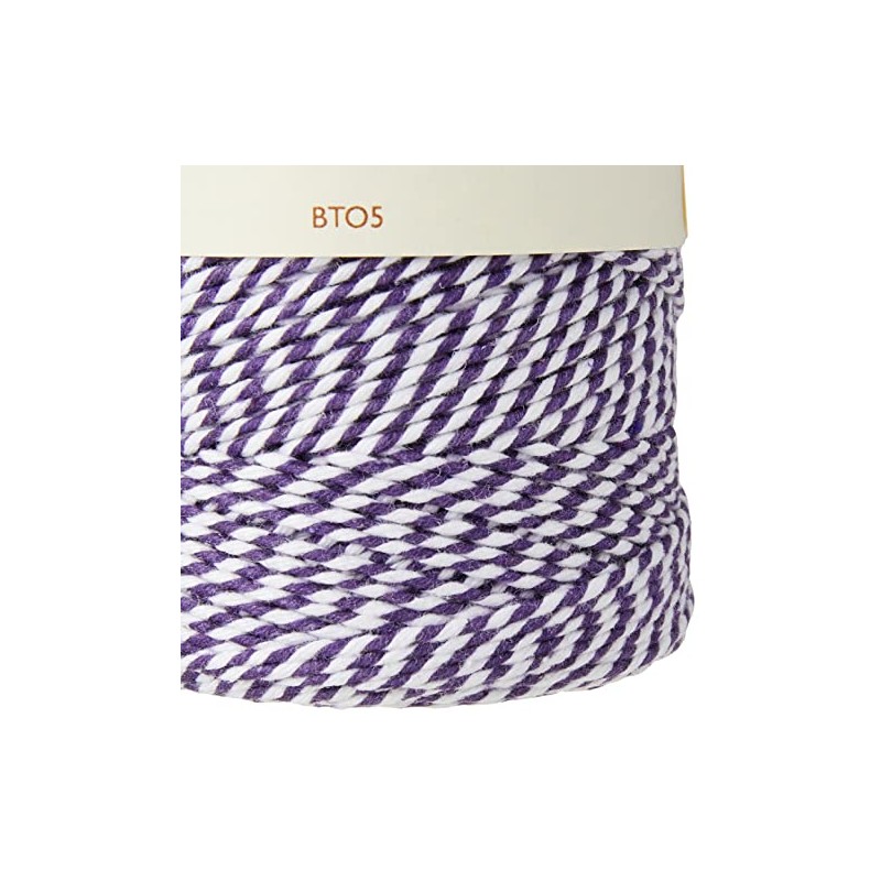 Quality Baker's Twine 100m -Violet/White Stripe 100% Cotton