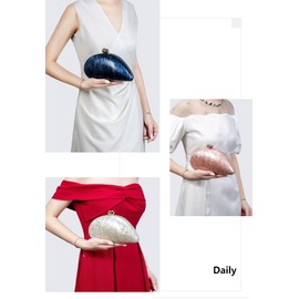 Avilego Women Elegant Seashell Chain Evening Bag Shoulder Handbag Acrylic Clutch Bag Glitter Marble Purse for Party Prom, White