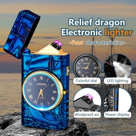 GADATOP Sail Lighter, Plasma Lighter, Electric Arc Lighter, USB Lighter Multifunctional Lighter, Windproof Lighter, Fashion Lighter, Metal Lighter Luminous Real Watch dial LED Lighting (Blue sail)
