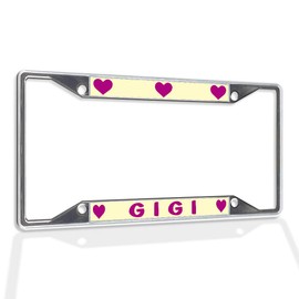 Fastasticdeals Metal Insert License Plate Frame Gigi Weatherproof Car Accessories Chrome 4 Holes Solid Insert