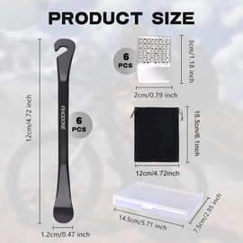 FIHODONE Pack of 6 Bicycle Tyre Levers, Black, Tyre Levers with Metal Rasps, Bicycle Tyre Lever, Bicycle Tool, Tyre Change Tool Metal