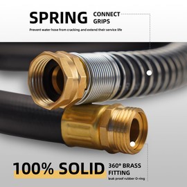 WiseFlow Garden Hose 90FT x 5/8", Heavy Duty Rubber Hose, 1000PSI Burst, 300PSI Working, Water Hose with Five Layered Braiding, Male Female Fittings (Black)