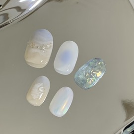 [Handmade Nail Tips] Dream Sea Nail Tips - Coffin Egg / [수제네일팁] 꿈의 바다 네일팁 - 코핀에그
