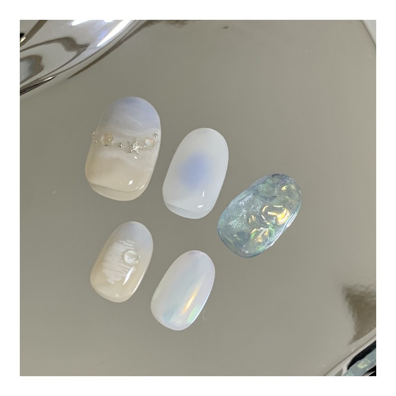 [Handmade Nail Tips] Dream Sea Nail Tips - Coffin Egg