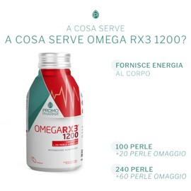 Omega RX3 1200 – con Omega 3 ad Alta Concentrazione - Supporto per Cuore, Cervello, Energia Fisica, Vista, Trigliceridi e Pressione – Alta Qualità EPA e DHA - Senza ritorno di gusto - 120 Perle