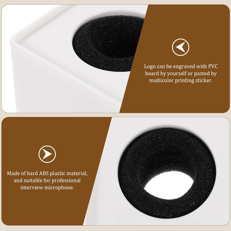 Tinksky Microphone Flag Station Logo ABS Portable Square Cube Shaped