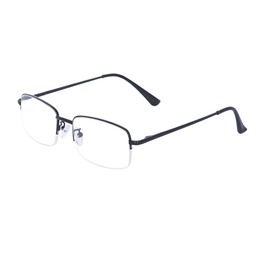 JoXiGo Half Frame Reading Glasses for Men Women Metal Rectangular Frame Spring Hinge + Glasses Strap,Black +2.0