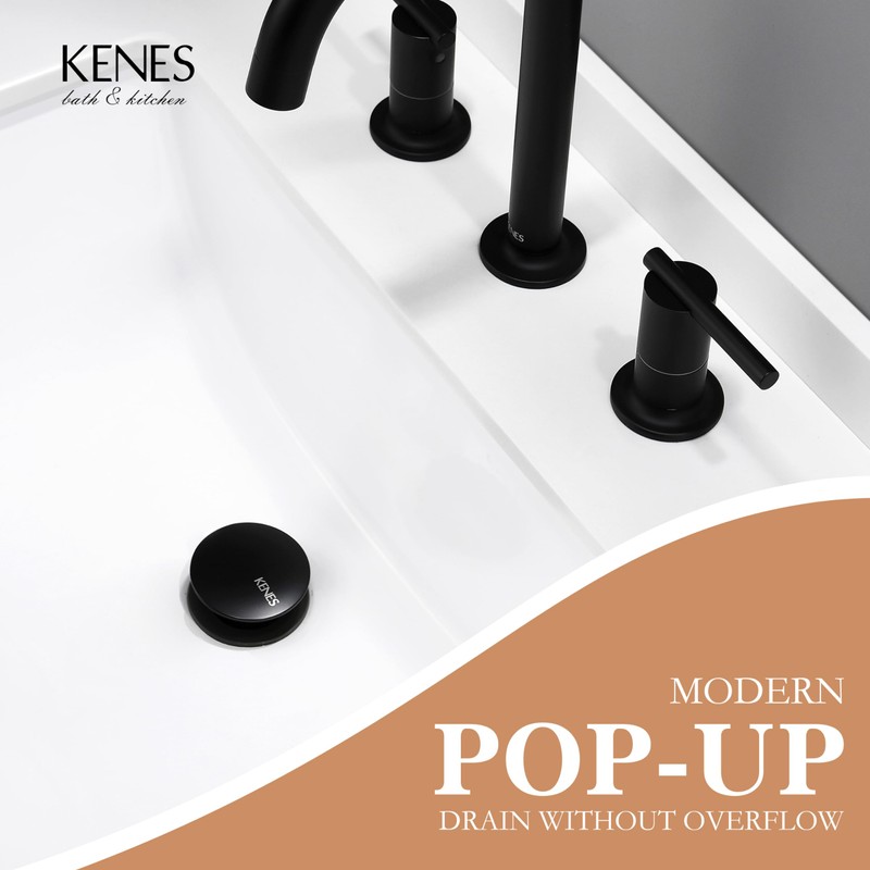 KENES Bathroom Vessel Sink Pop Up Drain Without Overflow Assembly,