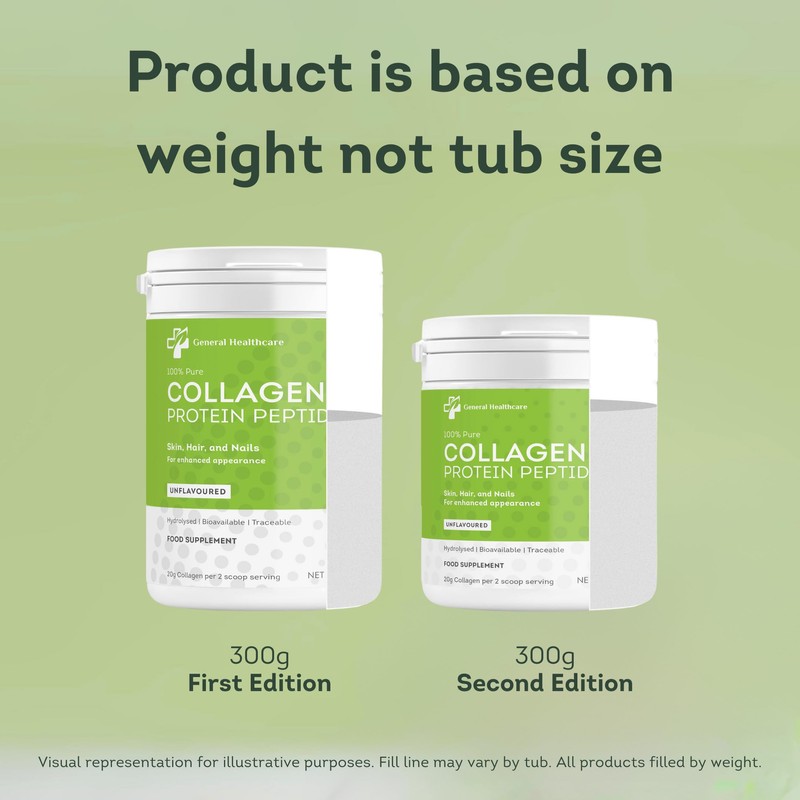 100% Pure Collagen Powder Protein Peptides - General Healthcare 300g