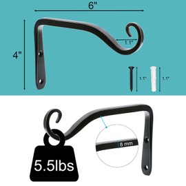 LOOGI - Soporte para plantas colgantes, gancho de pared para plantas de 6 pulgadas, ganchos decorativos para macetas de interior, comedero de pájaros al aire última intervensión, campanilla de viento,