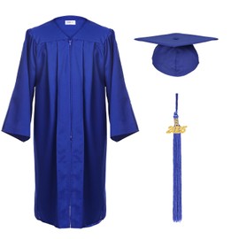 FtyFty Juego de gorro y borla de graduación mate unisex para adulto, Azul Royal, 42"(4'9"-4'11")