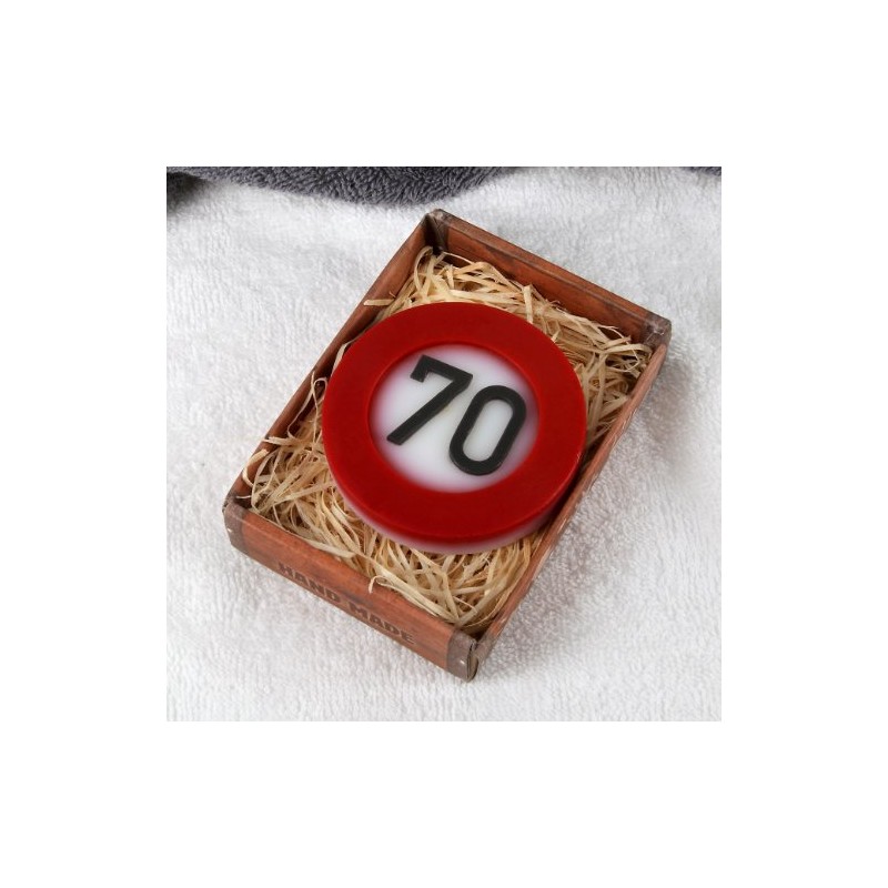 Lustapotheke® Handmade Soap for 70th Birthday in Traffic Sign Look