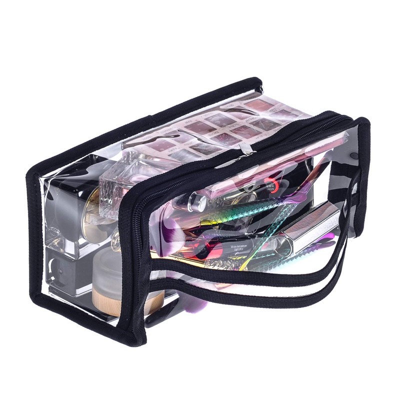 Pequeña bolsa rectangular de PVC transparente para maquillaje, organizador de