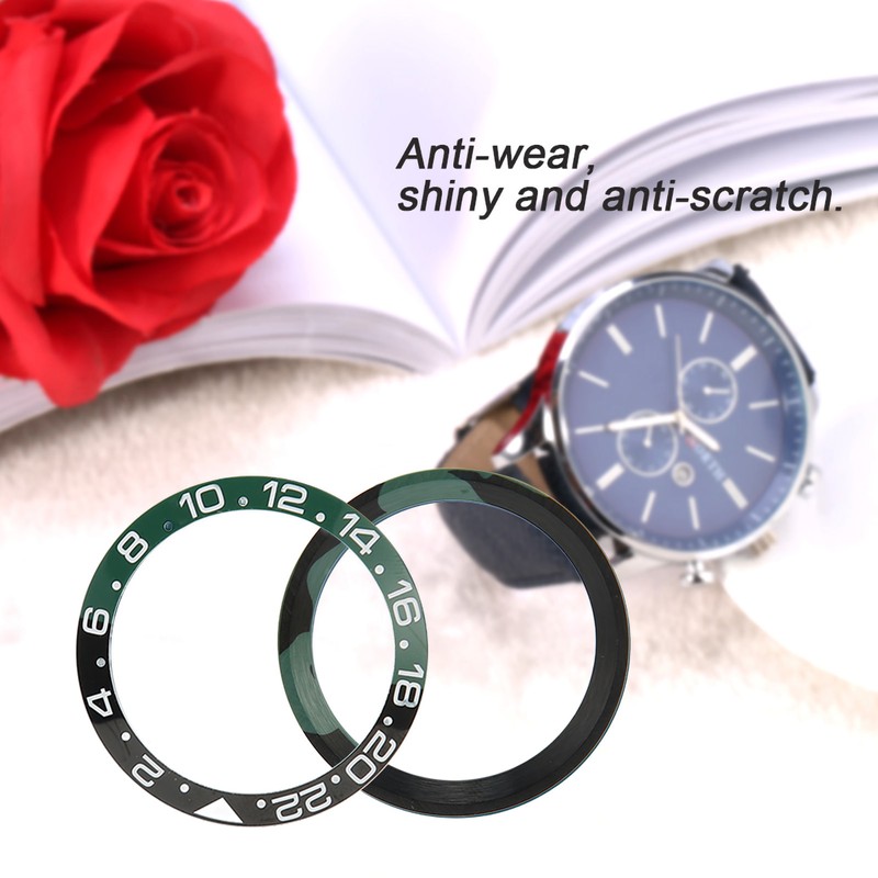 38mm Diameter GMT Watch Bezel Insert Ring Black Green Base