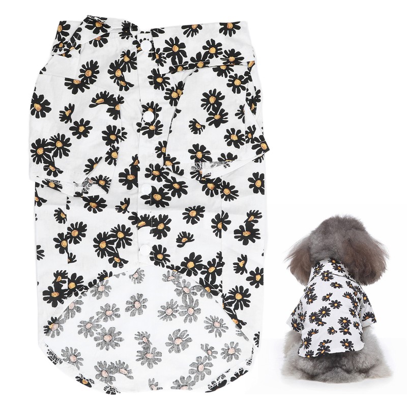 Daisy Print Dog Shirt Soft Breathable Flexible Pet T Shirt