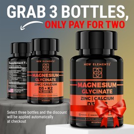 Magnesium Glycinate 1500mg with Vitamin D3 10,000 IU, K2 MK-7, Zinc & Calcium – High Absorption, Bone & Immune Support – 60 Vegan Capsules – Non-GMO, Gluten Free