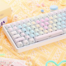 Womier Clear Jelly Keycaps, Rainbow Rubber Keycaps 60 75 100 Percent, Cherry Profile Key caps, Cute Custom Keyboard Keycaps Set for Cherry MX, Kailh, Outemu, Gateron Mechanical Keyboard