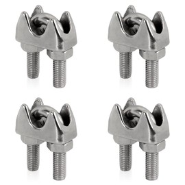 PRIOstahl Wire Rope Clamps Rope Clamp for Wire Rope U-bolt Wire Rope Thimble - 4 Pieces 4 mm Rope Connector Rope Tensioner Wire Clamps Stainless Steel Rope Made of Stainless Steel V4A