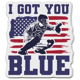(3 PCs) I Got You Blue Baseball Softball Catcher Helmet Vinyl 3 Inches Stickers
