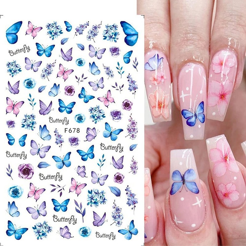 LANODO 8 Pcs Cute 3D Nail Stickers Sticking Paper Beautiful