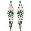 Art Deco Long Dangle Statement Earring Green Crystal Rhinestone Cluster