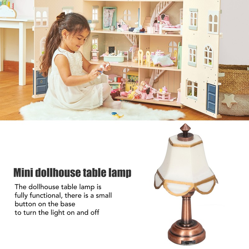Miniature Lamp 1/12 Scale White 6cm Overall Height Battery Operated